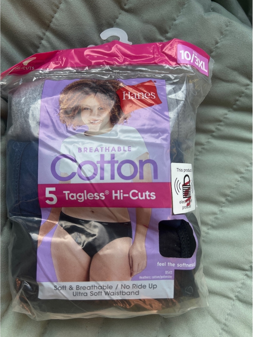 Hanes Women's Breathable Cotton Tagless Hi-Cuts Panties 5-Pack Size 10/3XL